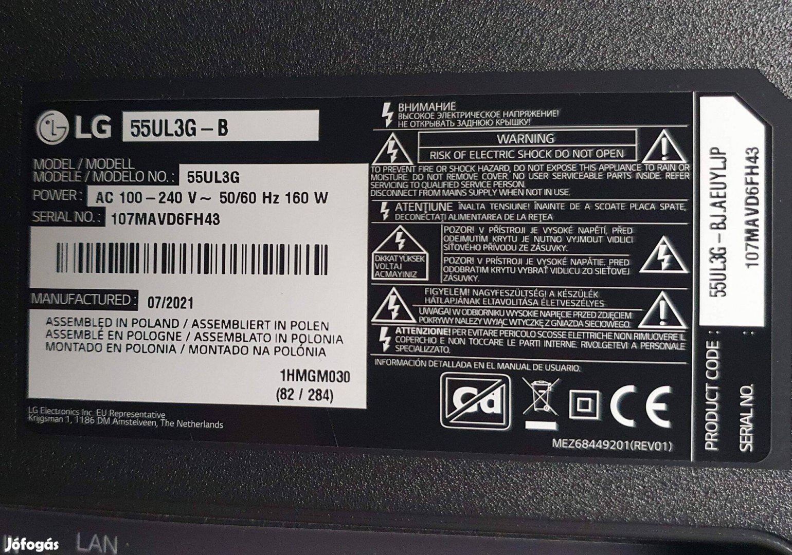 LG 55UL3G-B LED LCD tv monitor hibás törött alkatrésznek UHD Smart