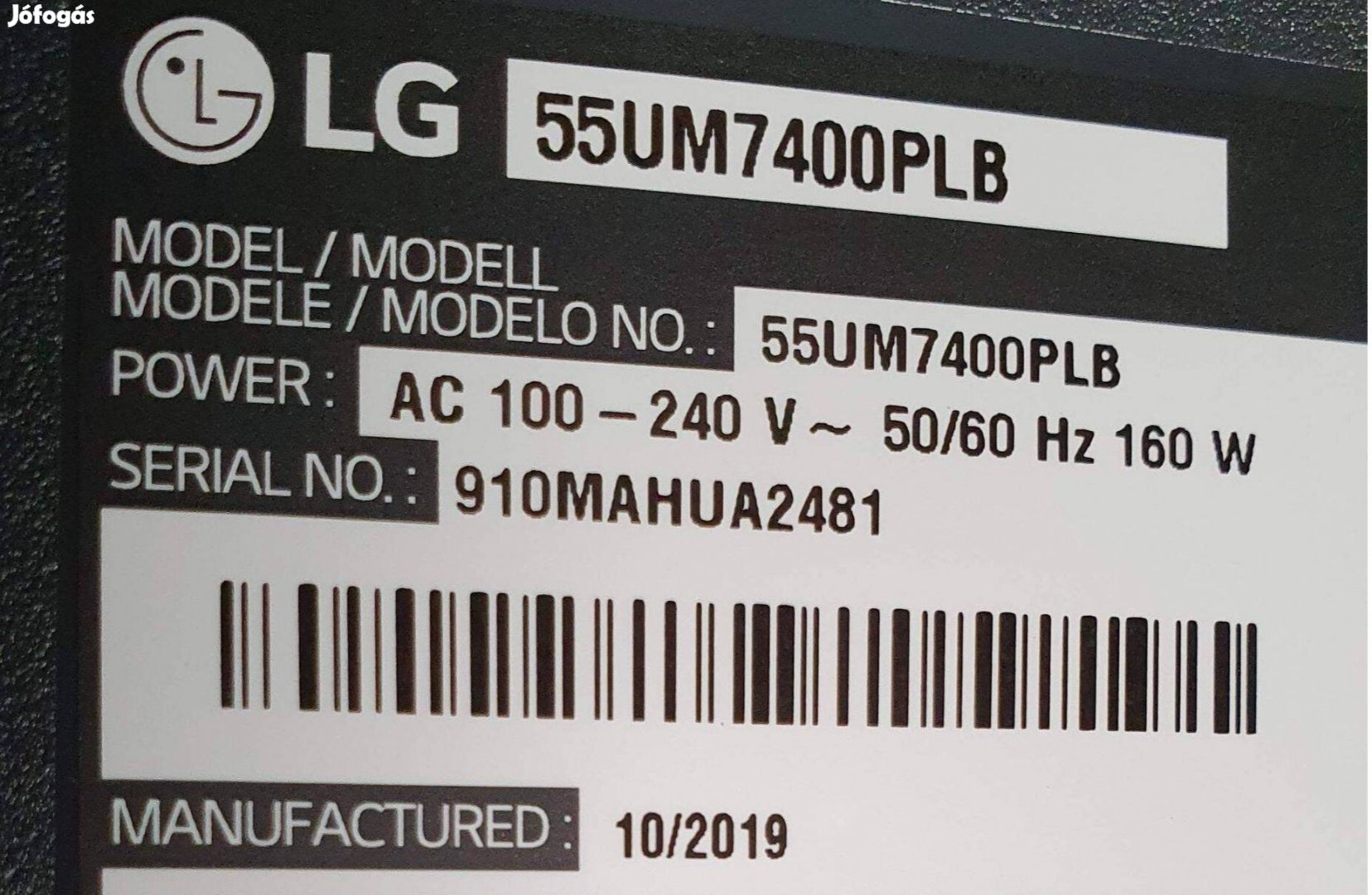 LG 55UM7400PLB LED LCD tv hibás törött mainboard elkelt