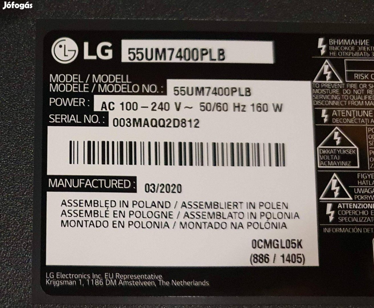 LG 55UM7400PLB LED LCD tv tápegység panel Lgp55T-19U1