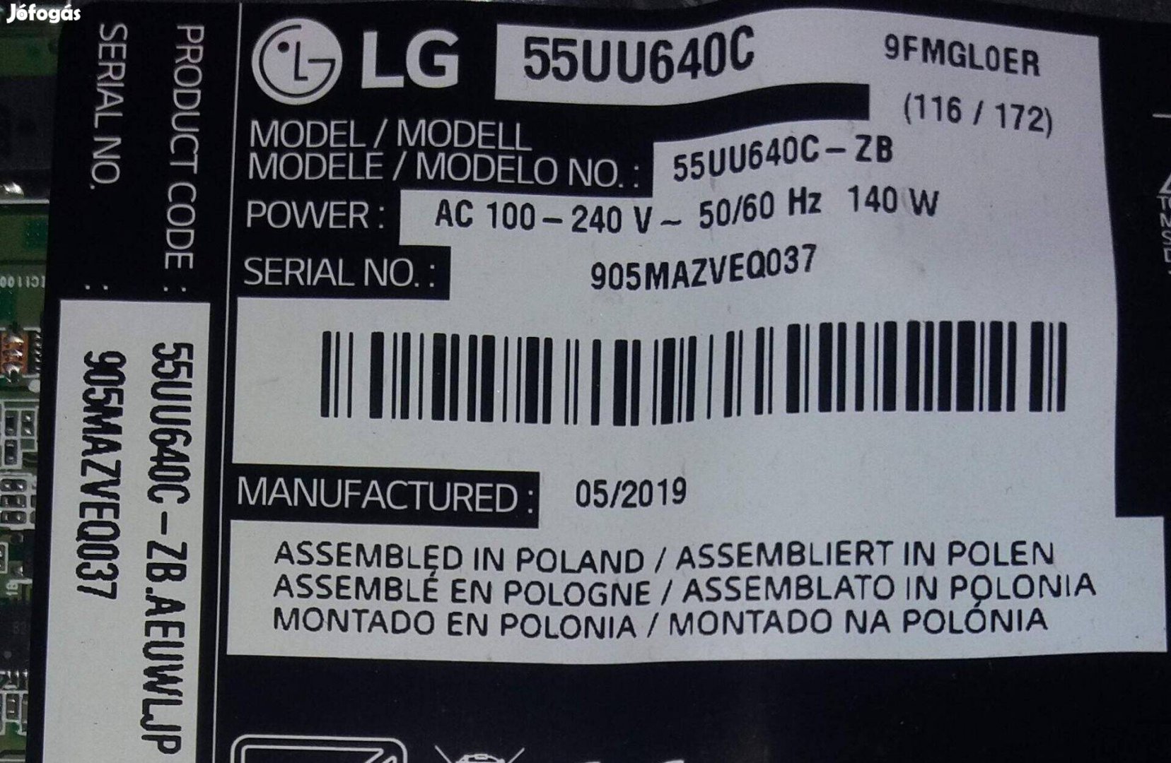 LG 55UU640C LED LCD tv panelek törött készülékből alkatrésznek UL8