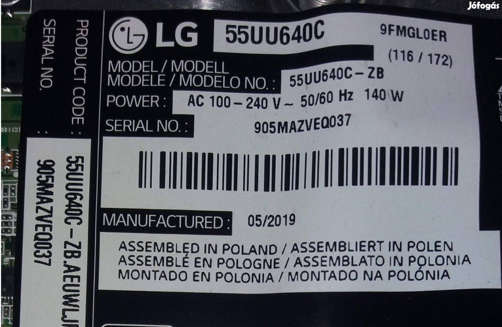 LG 55UU640C LED LCD tv panelek törött készülékből alkatrésznek UL8