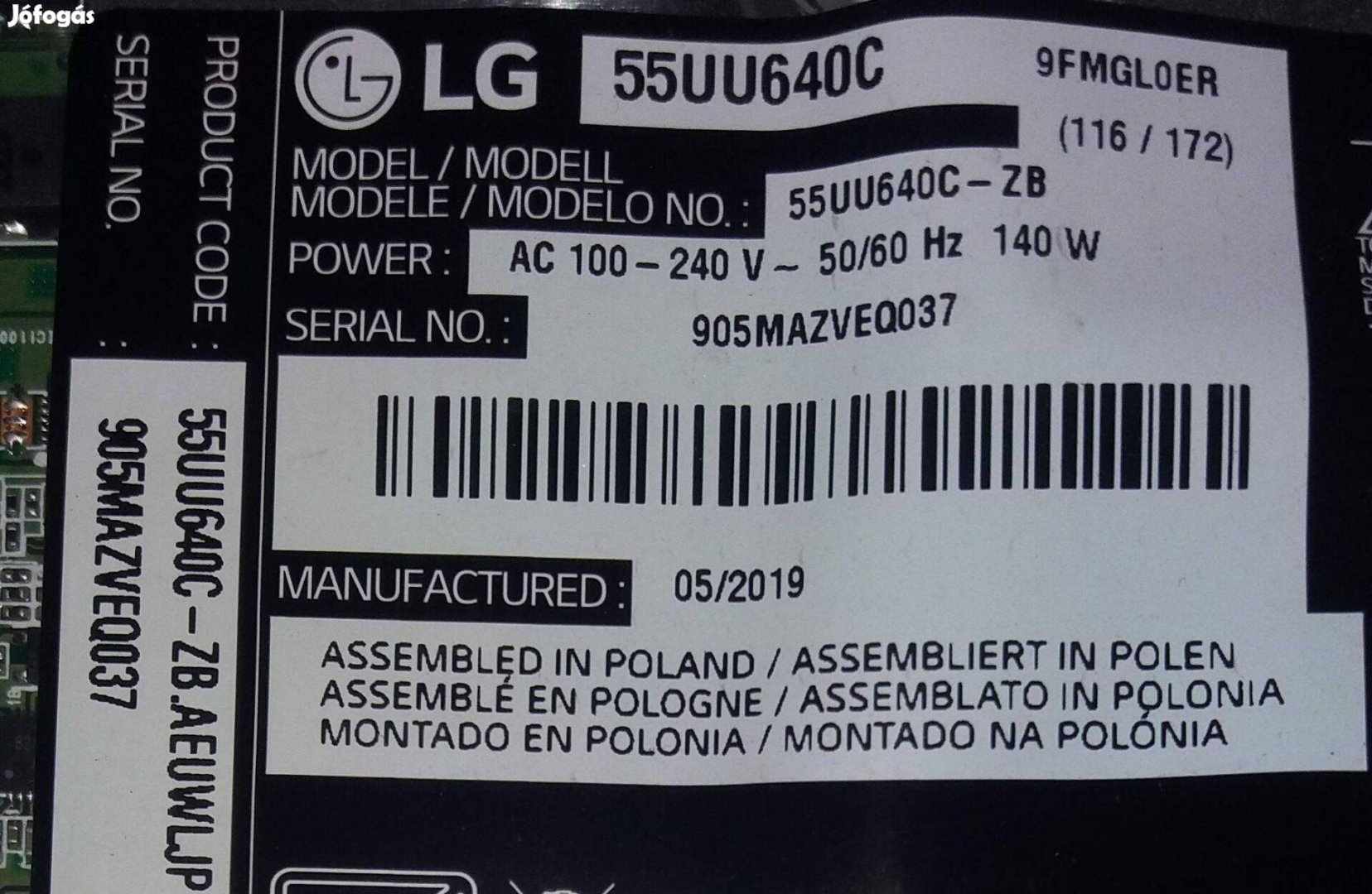 LG 55UU640C LED LCD tv panelek törött készülékből alkatrésznek UL8