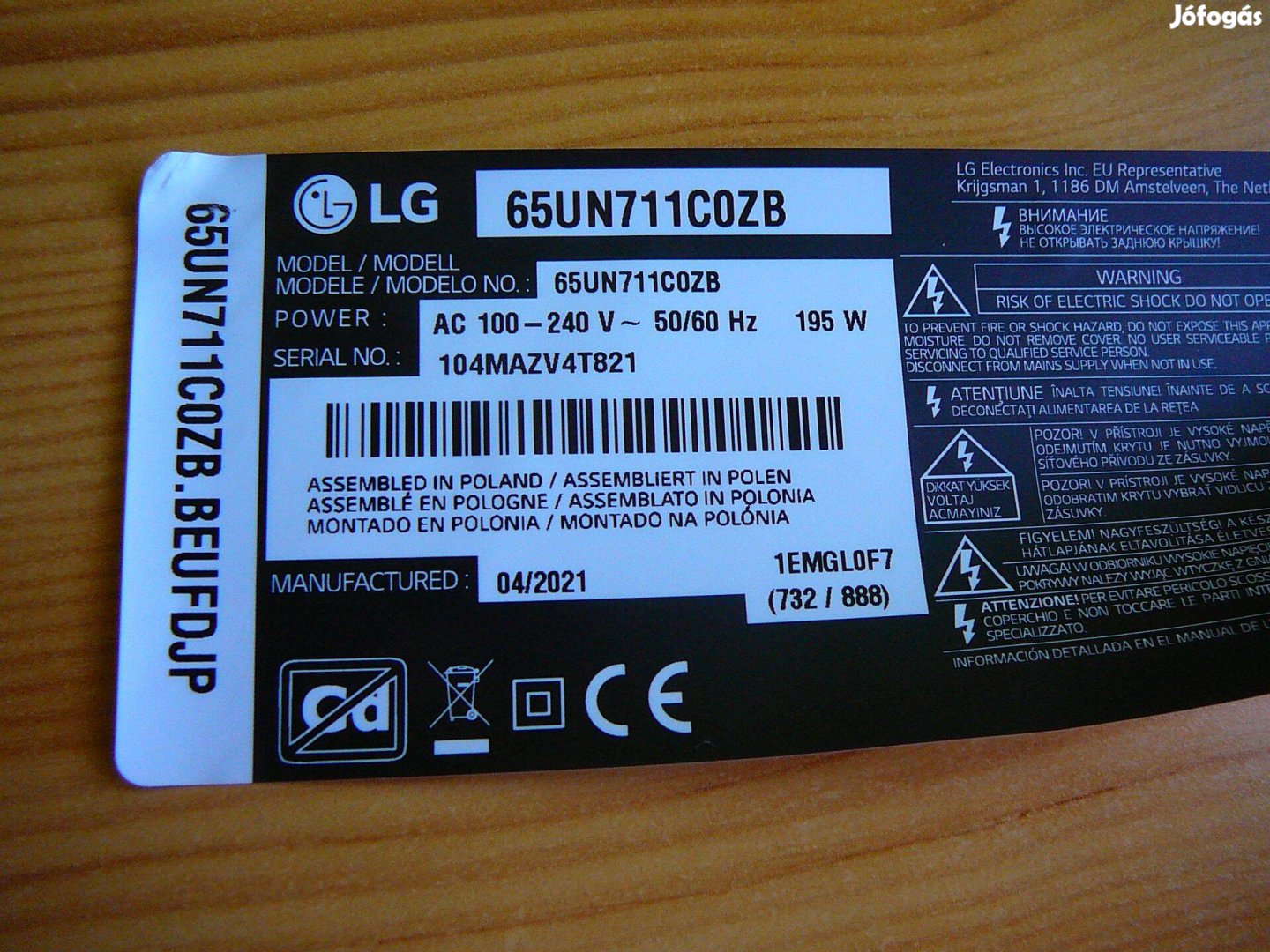 LG 65UN711Cozb TV teljes belső elektronika eladó