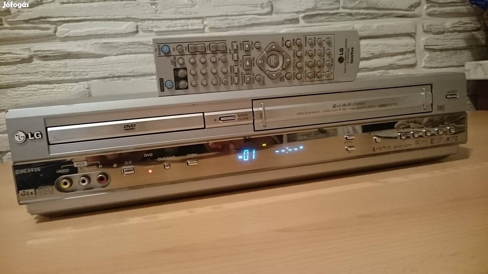 LG DVD VHS kombó, videorecorder lejátszó + távirányító 