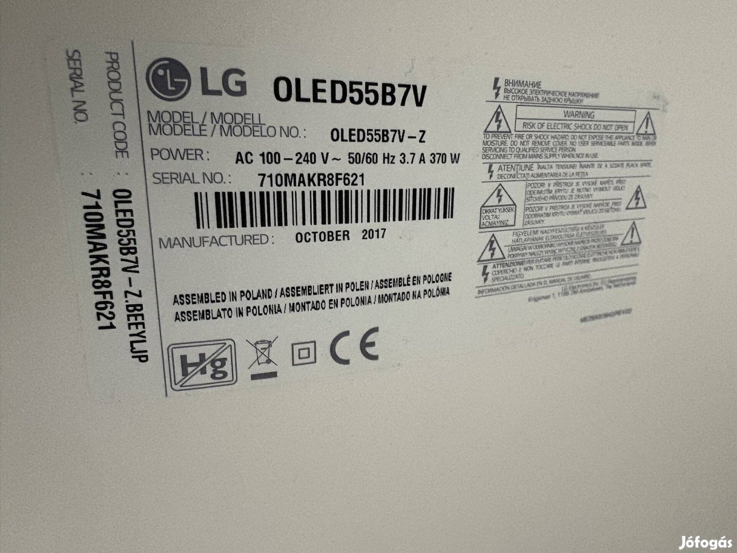 LG OLED55B7V 139cm 4k wifi smart tv