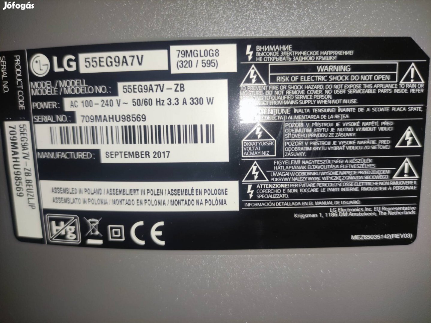 LG oled tv kijelző hibás