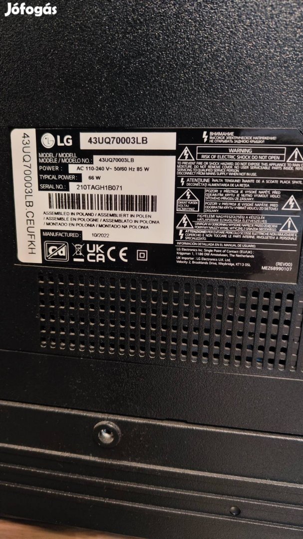 LG televízió alkatrésznek 43Uq70003LB 