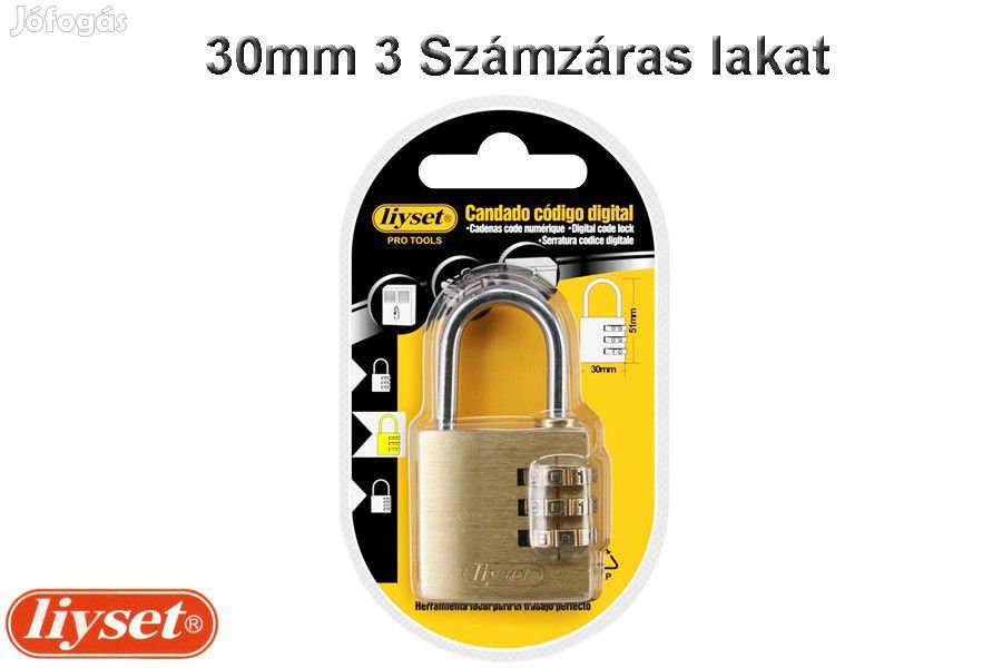 LIYSET 30 mm 3 Számzáras lakat réz színű