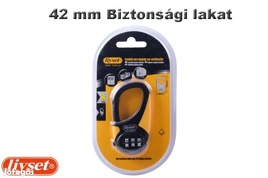 LIYSET 42 mm 3 Számzáras lakat fekete-sárga