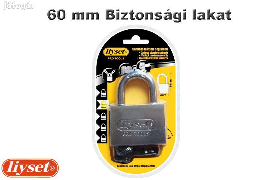 LIYSET 60 mm biztonsági lakat, ezüst színű