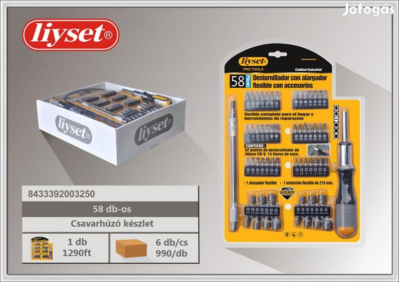 LIYSET RACSNIS CSAVARHUZÓ KÉSZLET, 58 RÉSZES
