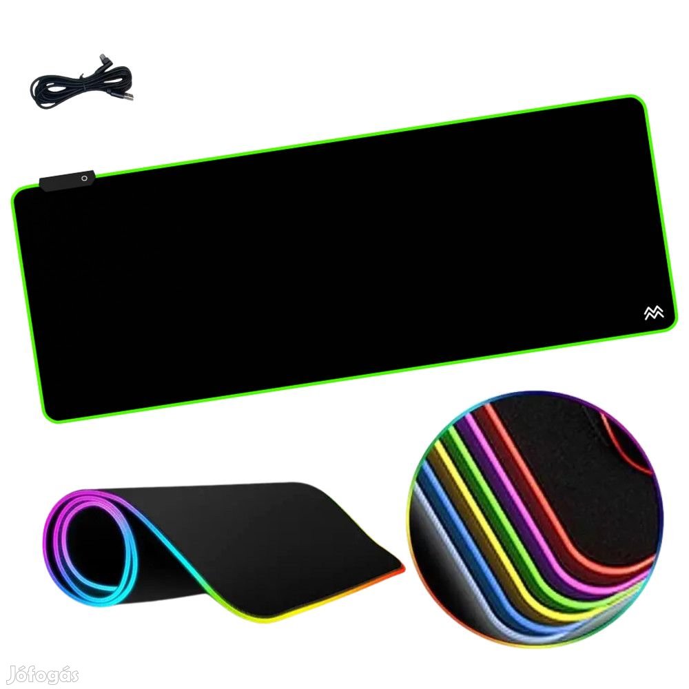 L Gamer RGB egérpad világítással 80x30cm csúszásmentes asztali alátét