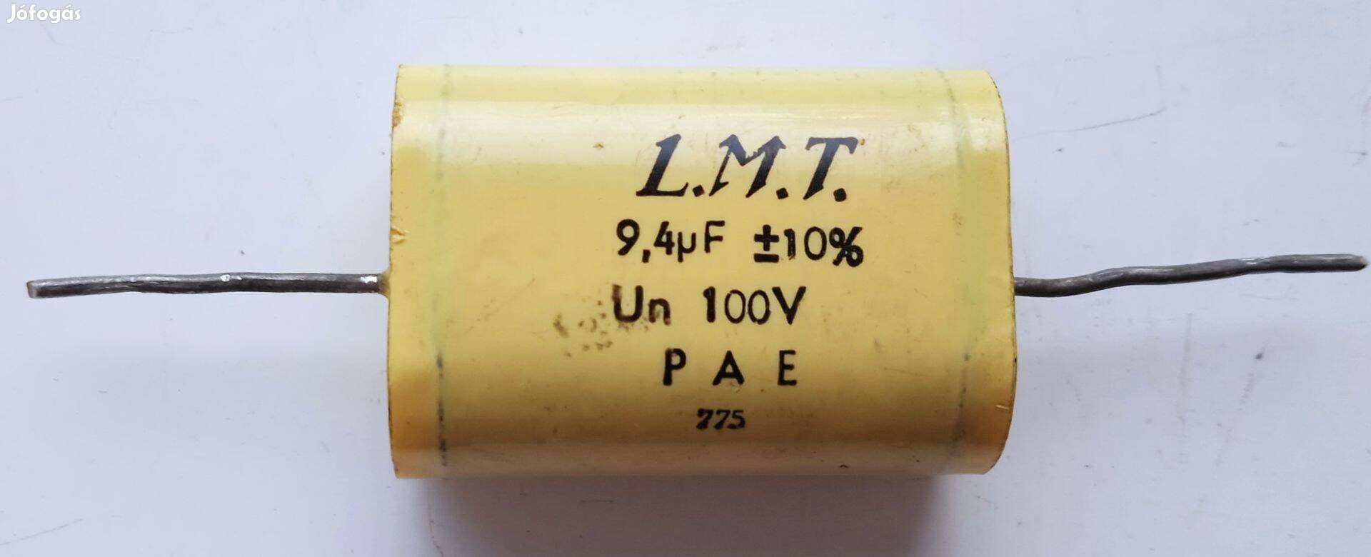 L.M.T . kondenzátor hangváltóba , 9,4 F , 100 V , új
