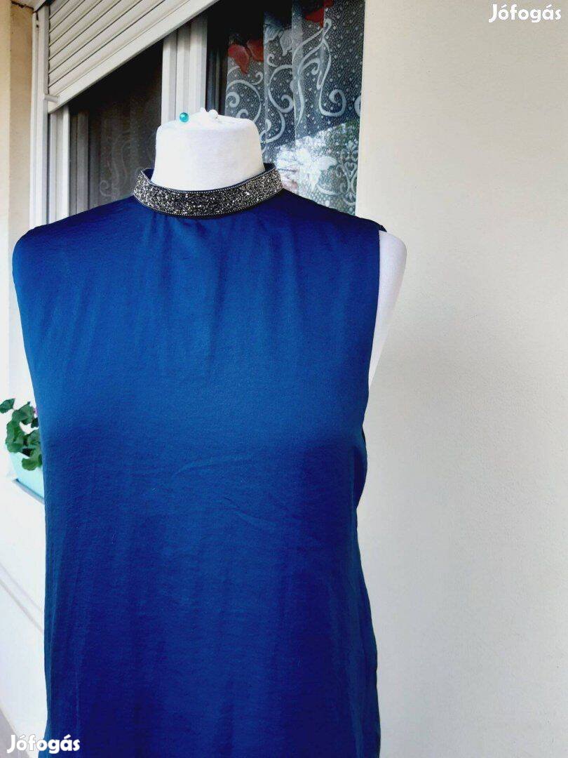 L/XL-es kék ujjatlan alkalmi női ruha