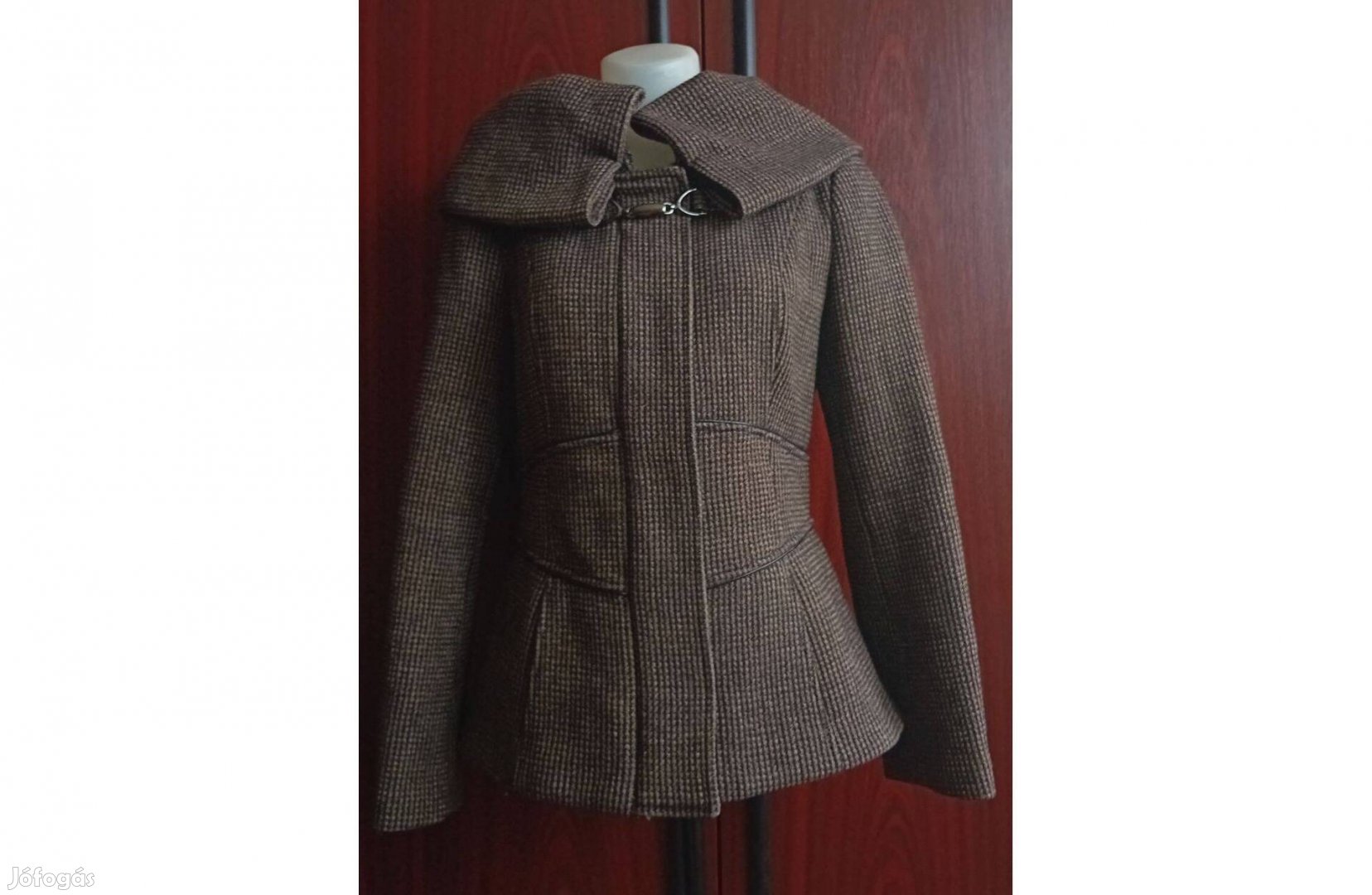 L-es/42/,női,elegáns,finom kockás anyagú,,sálgalléros Zara szövetkabát
