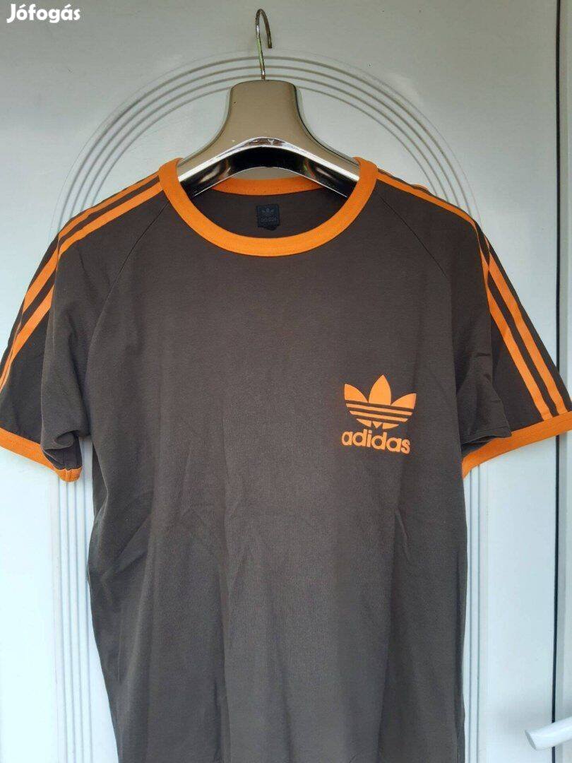 L-es Adidas barna/narancs unisex póló