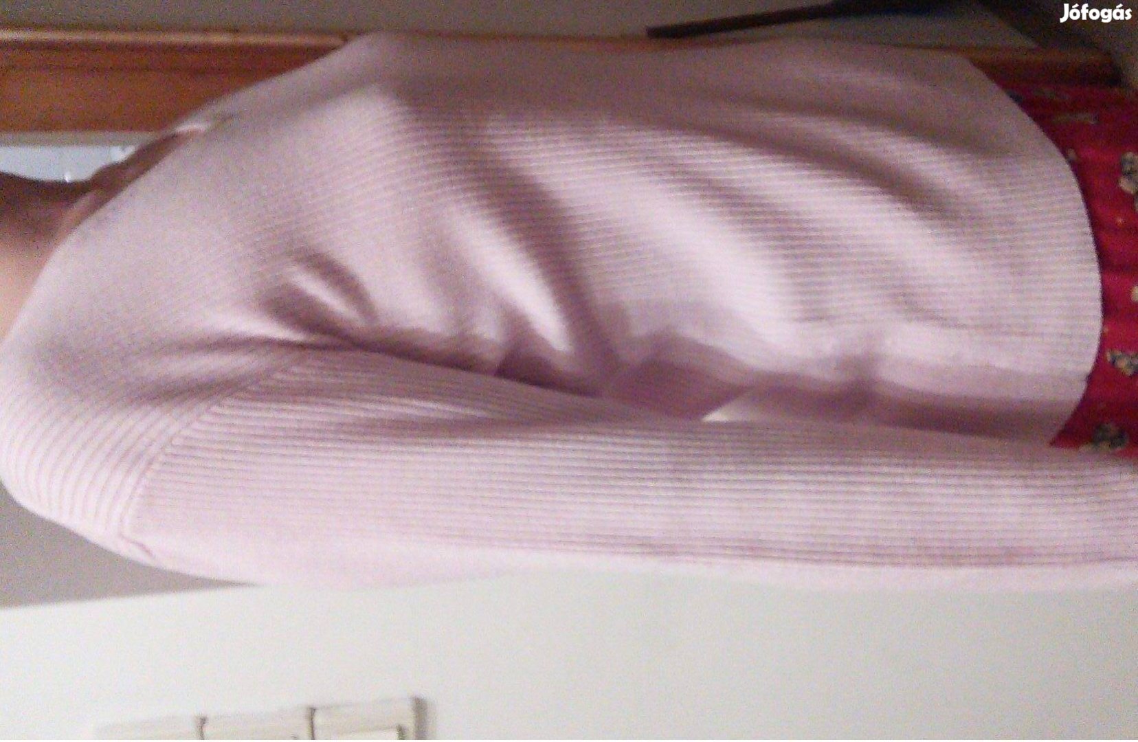 L-es rózsaszín női V nyakú pulóver L méret