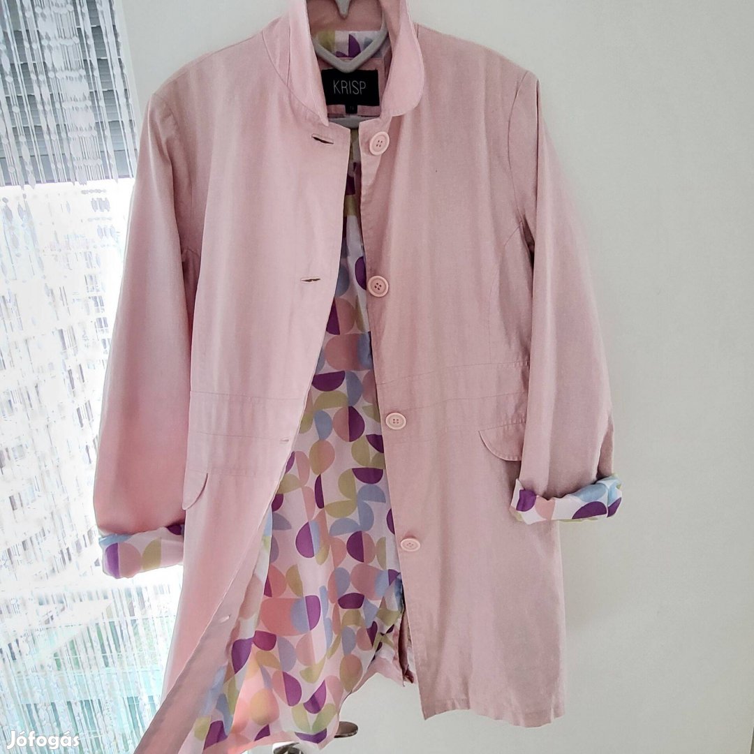 L méretű Krips női tavaszi kabát gyönyörű világos rózsaszín