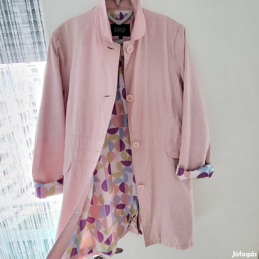 L méretű Krips női tavaszi kabát világos rózsaszín