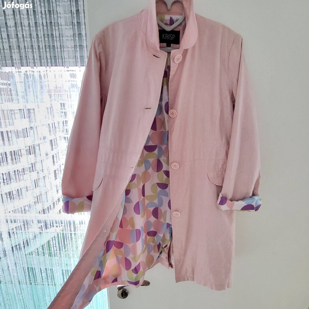 L méretű női Krips tavaszi kabát világos rózsaszín