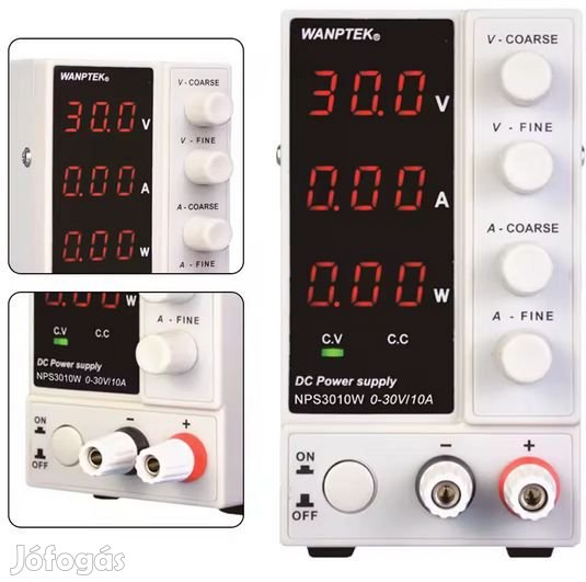 Labortáp DC 0-30Volt-ig 0-10 Amperig Állítható 6157