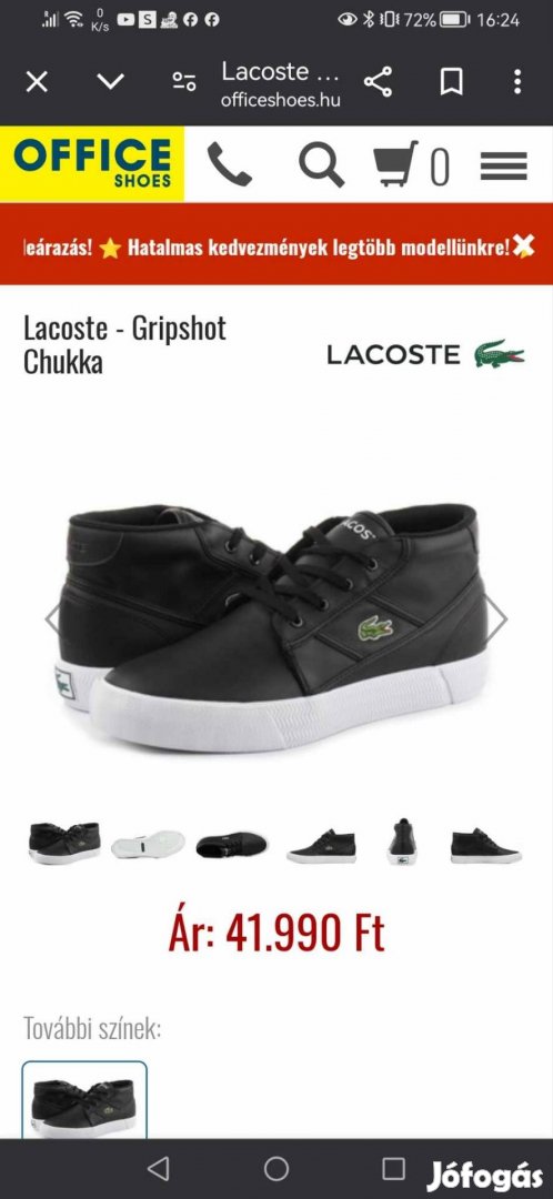 Lacoste fekete 44 sportcipő féláron 