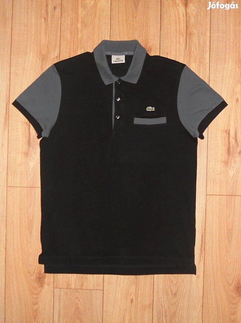 Lacoste fekete galléros póló M-es