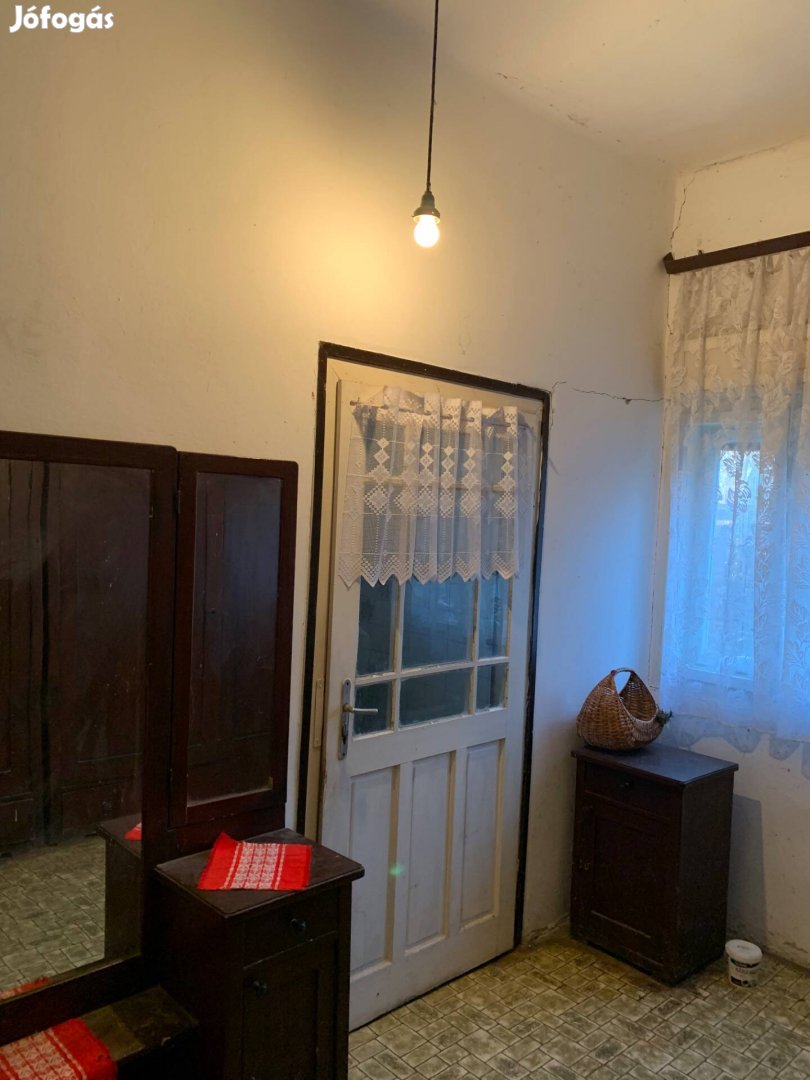 Lakóház és udvar akác erdővel. Aszfaltos út mellett