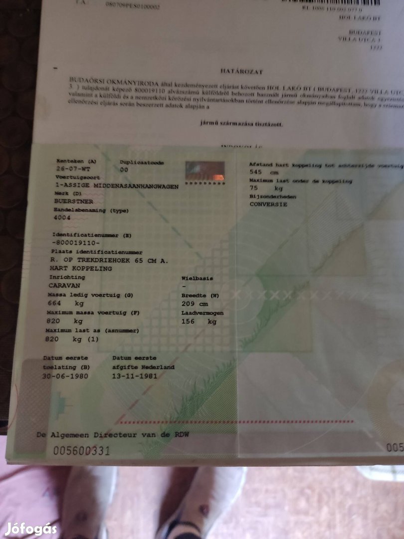 Lakókocsi eladó eredeti holland papírokkal!