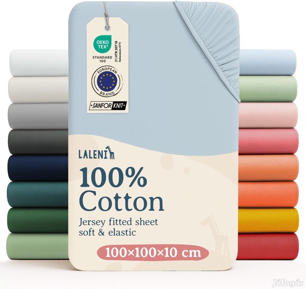 Laleni Jersey 100x100 cm kék gumis lepedő, OUTLET termék