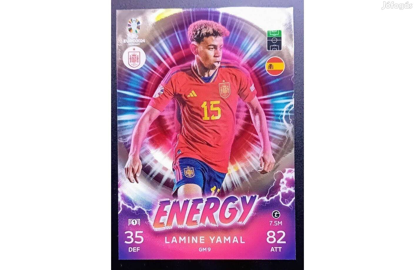 Lamine Yamal Spanyolország Energy focis kártya Topps Euro 2024