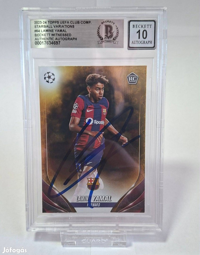 Lamine Yamal aláírt rookie focis kártya, Beckett által