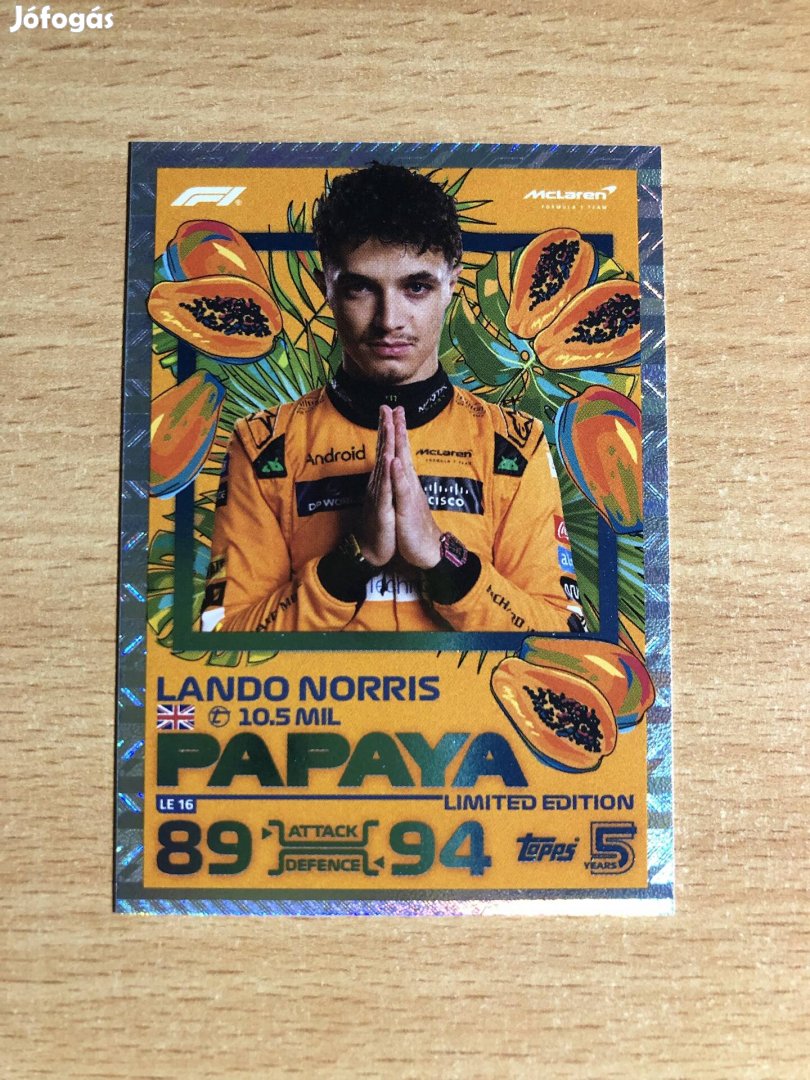 Lando Norris Papaya kártya