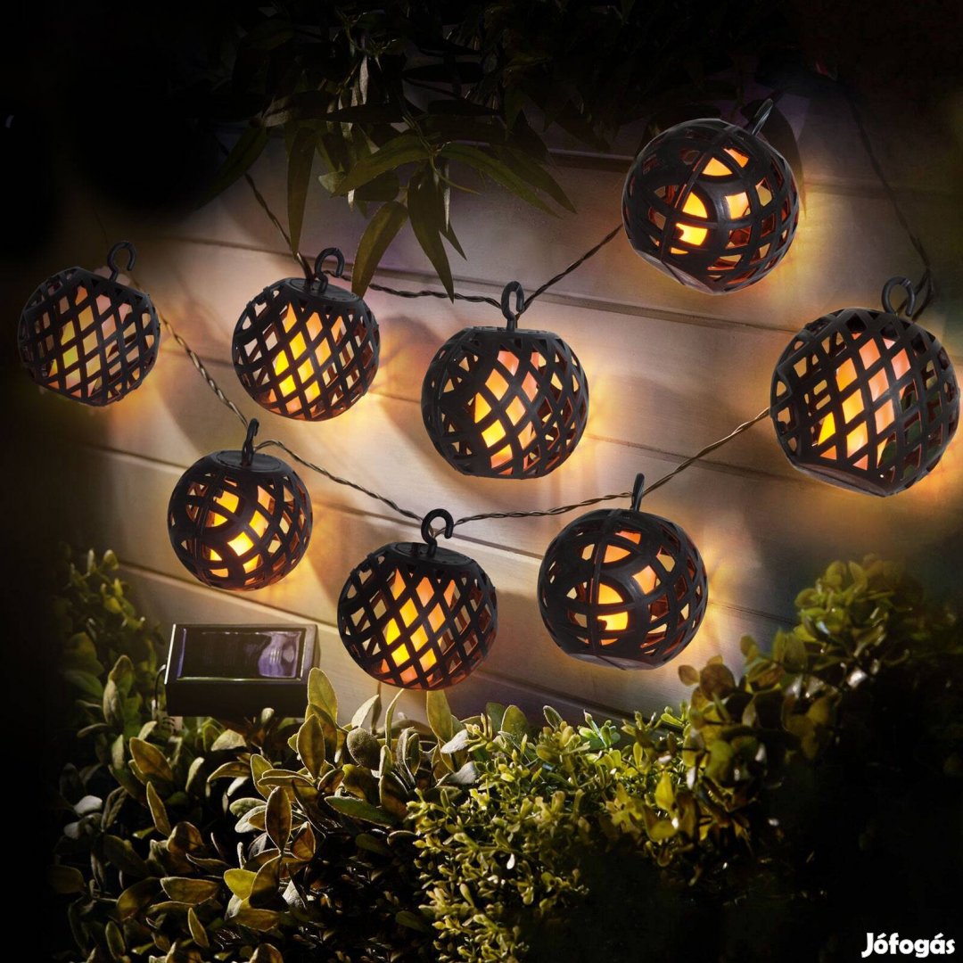 Lánghatású Felakasztható szolár fényfüzér - 8 gömb - 140 cm