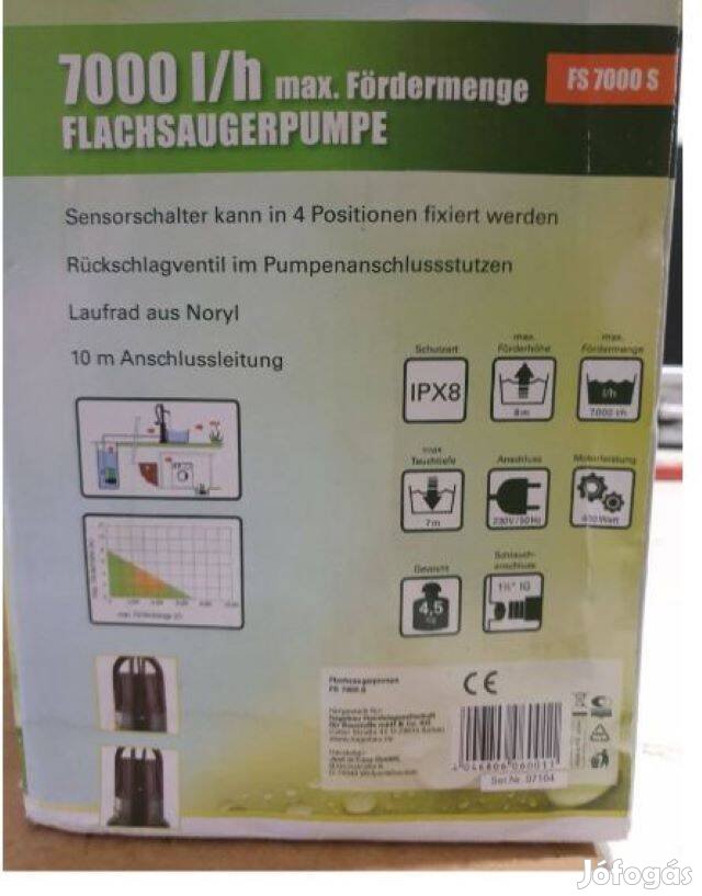 Lapos búvárszivattyú túlmelegedés elleni védelemmel tiszta vízhez