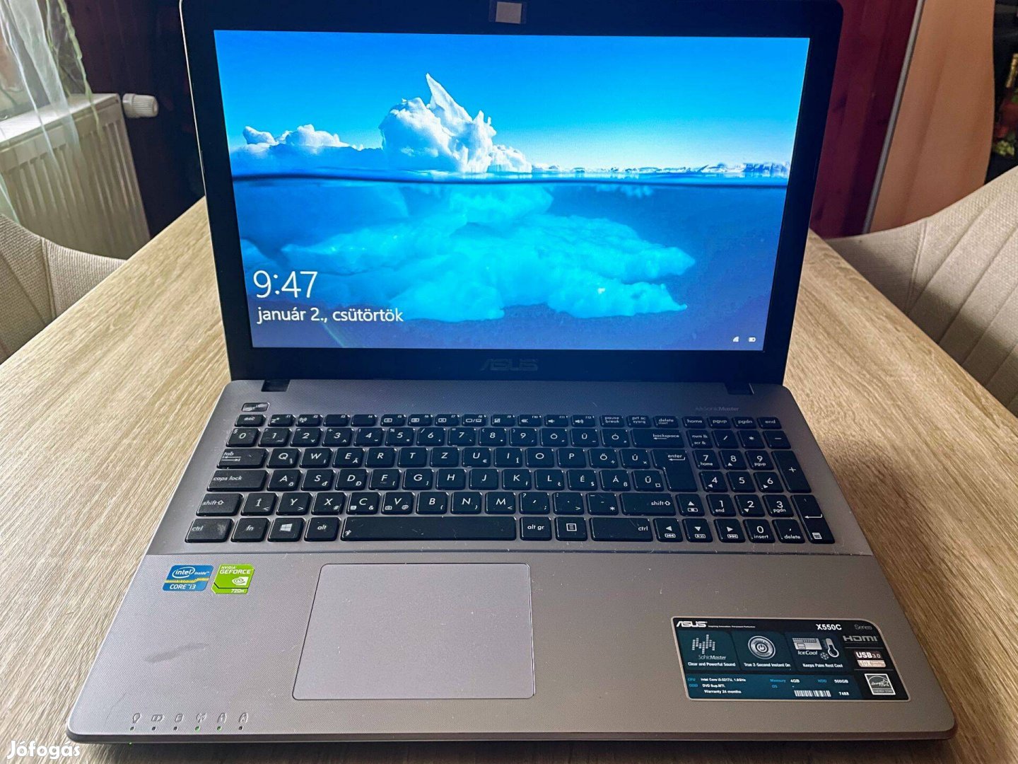 Laptop Asus X550C I3 8GB 120SSD újszerű