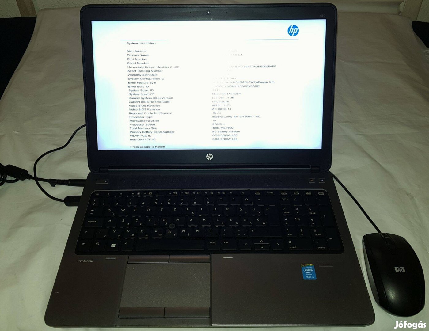 Laptop HP Pro Book 650 G1 Intel Core i5-4200M 2,5GHz új