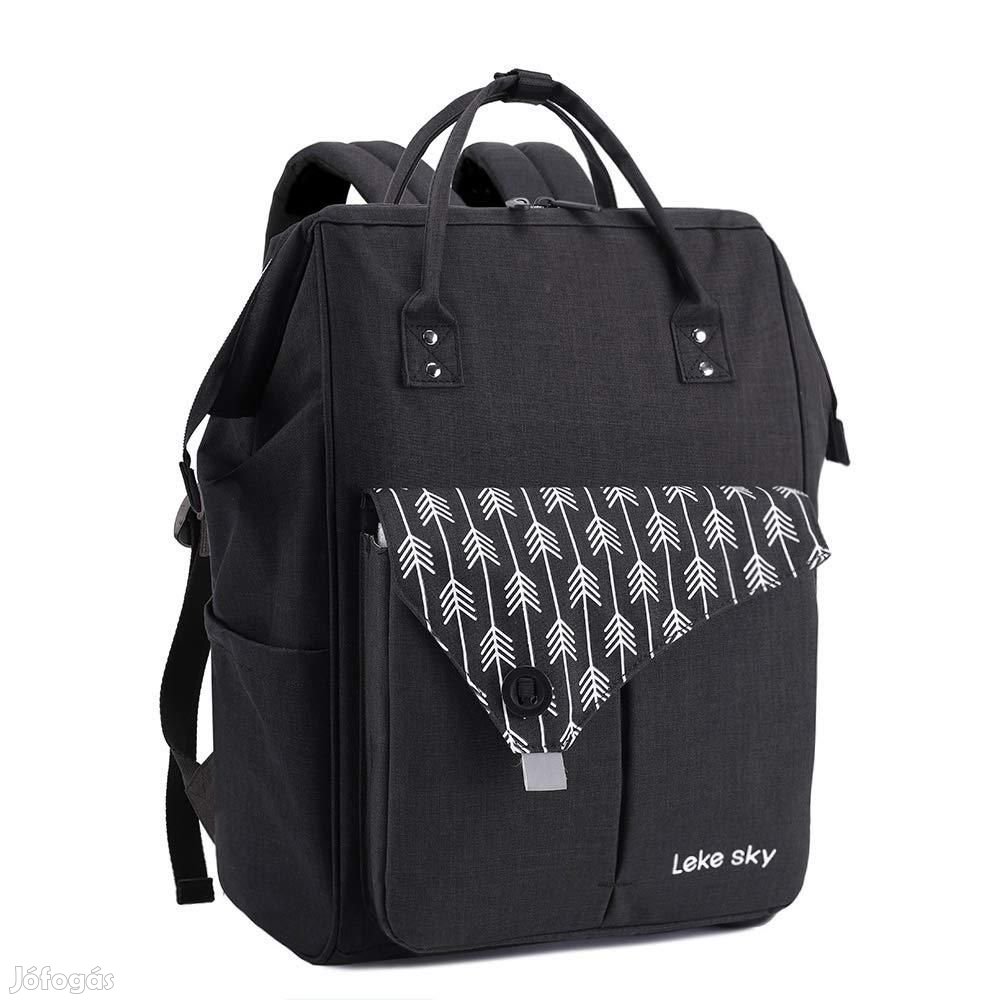 Laptop és Pelenkázó Szövet Táska Fekete színben