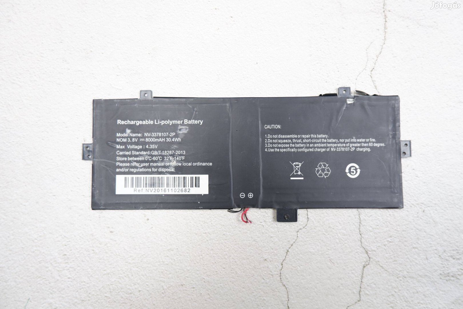 Laptop notebook akkumulátor vélhetően hibás NV-3378107-2P 3.8V 8000mA