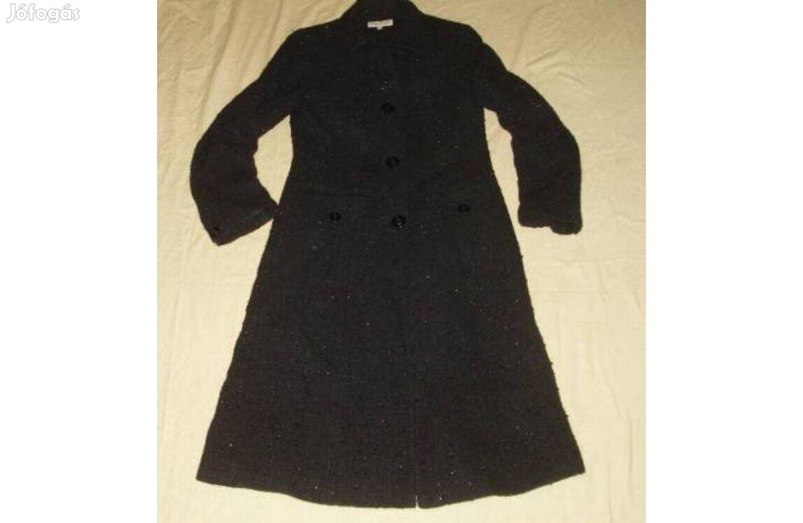 Laura Ashley elegáns fekete szolidan csillogó kabát 8/34-s h: 107 cm m