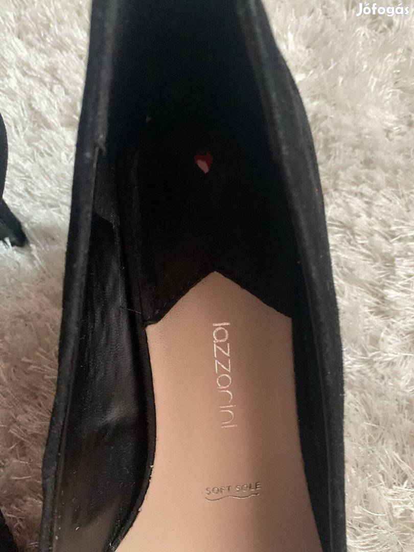 Lazzarini soft sole 40 es fekete velur cipő