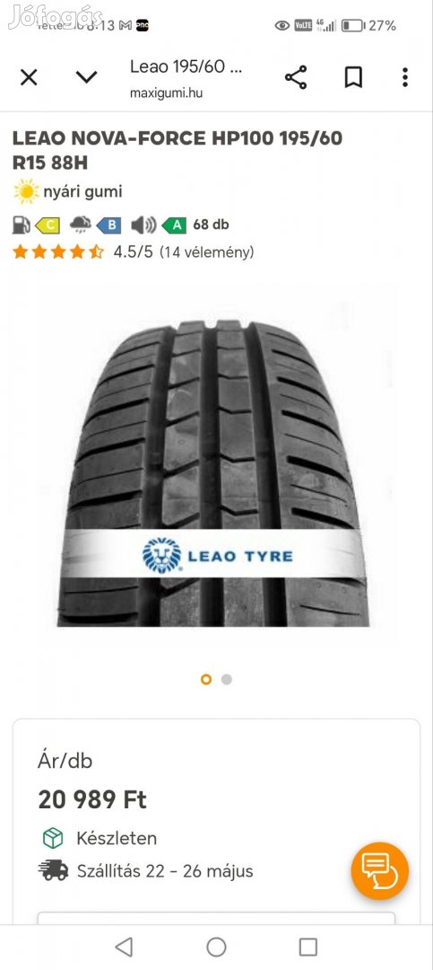 Leao Nova Force 195/60 R15 nyári gumi