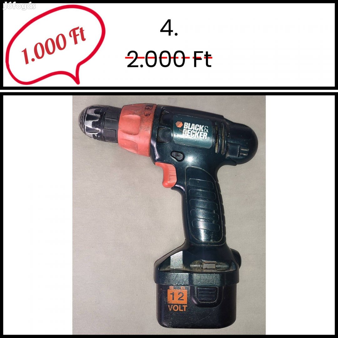 Leárazás - Akkus fúró csavarozó - Black & Decker CD12C 12V (4.)