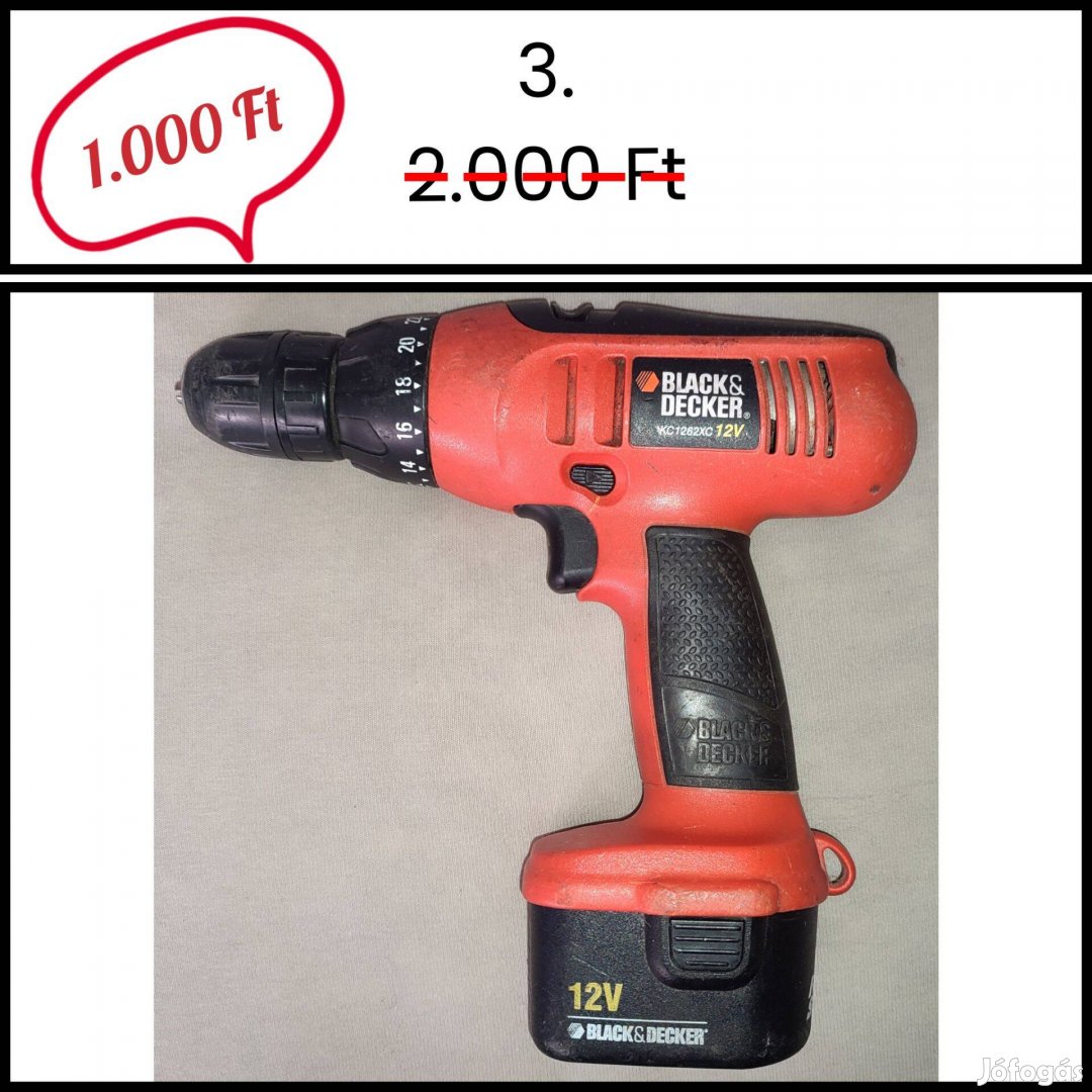 Leárazás - Akkus fúró csavarozó - Black & Decker KC1262XC 12V (3.)