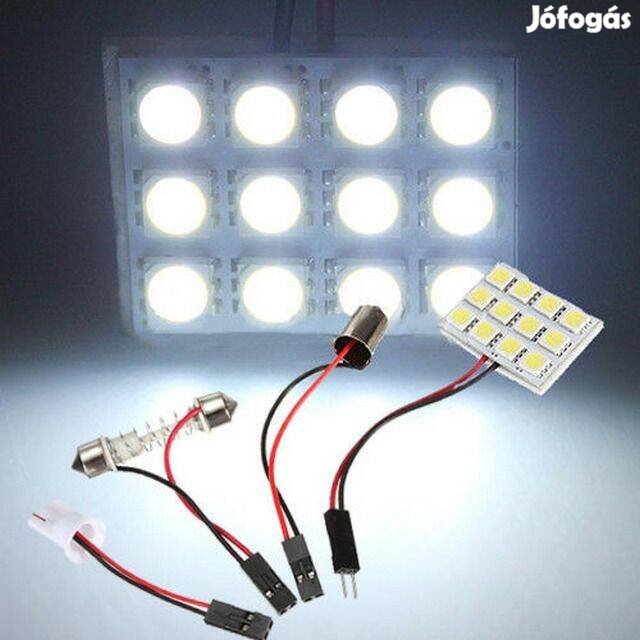 Ledes Autó izzó 12x 5050 LED Panel T10 / Szofita