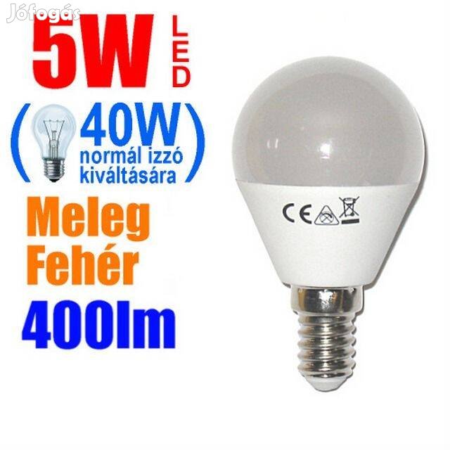 Ledes Izzó LED Égő Lámpa E14 - Melegfehér 5W 400lm