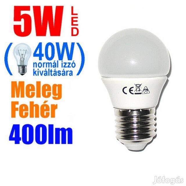 Ledes Izzó LED Égő Lámpa E27 - Melegfehér 5W 400lm