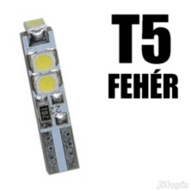 Ledes T5 Autó Izzó 5 SMD LED ( 3528 ) 12V Fehér