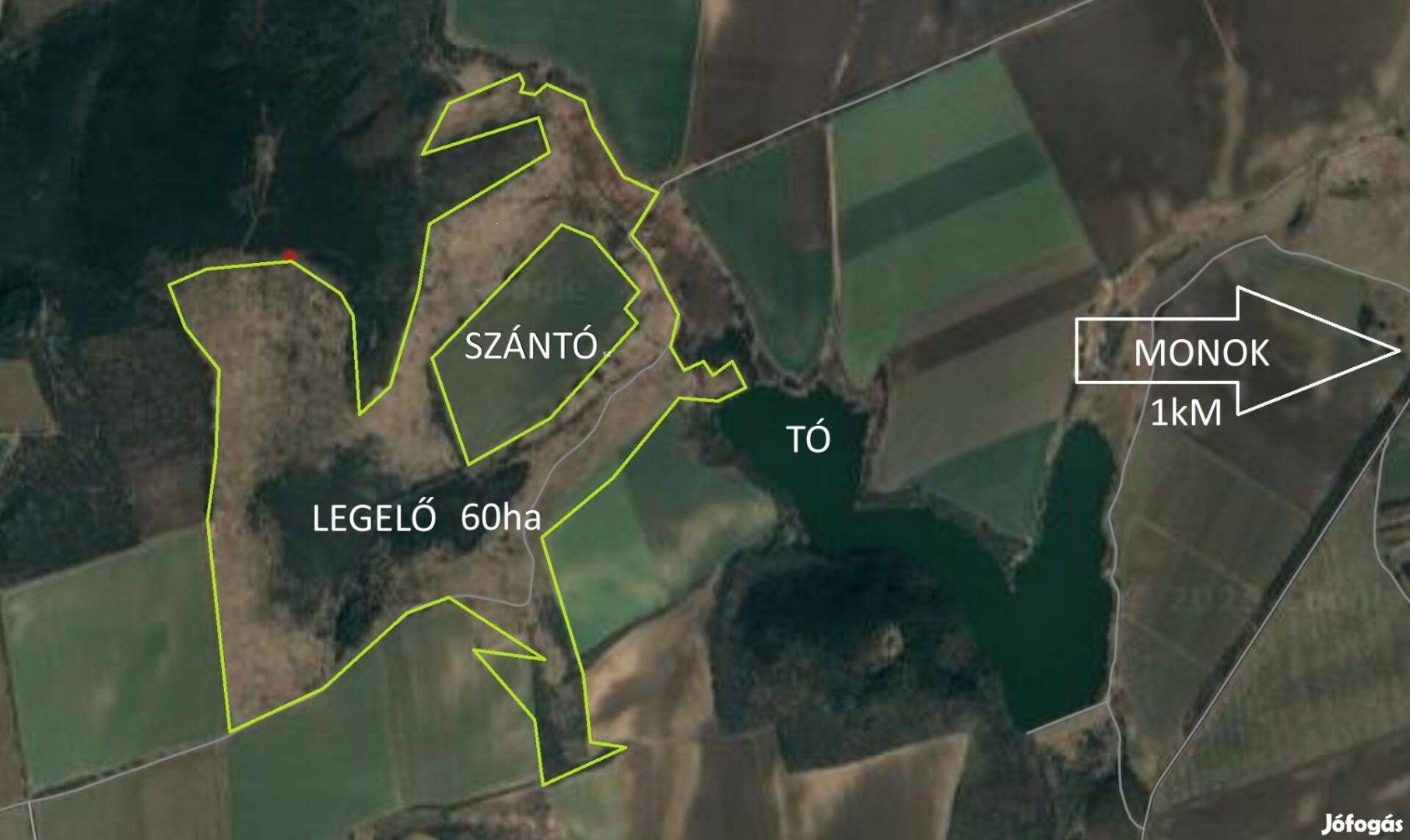 Legelő (60ha) egytáblában kiadó / bérbeadó Monok határában 0Ft-ért
