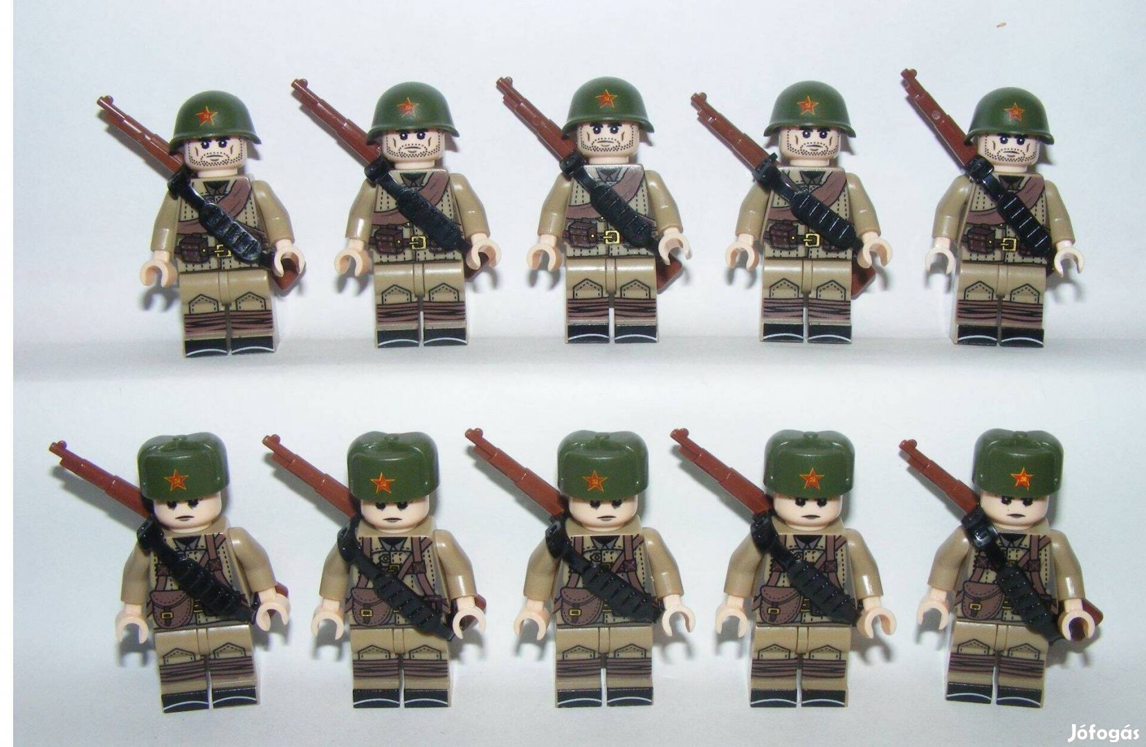Lego 2. Világháborús RUS Orosz katonák 5+5 db figura katona + fegyver
